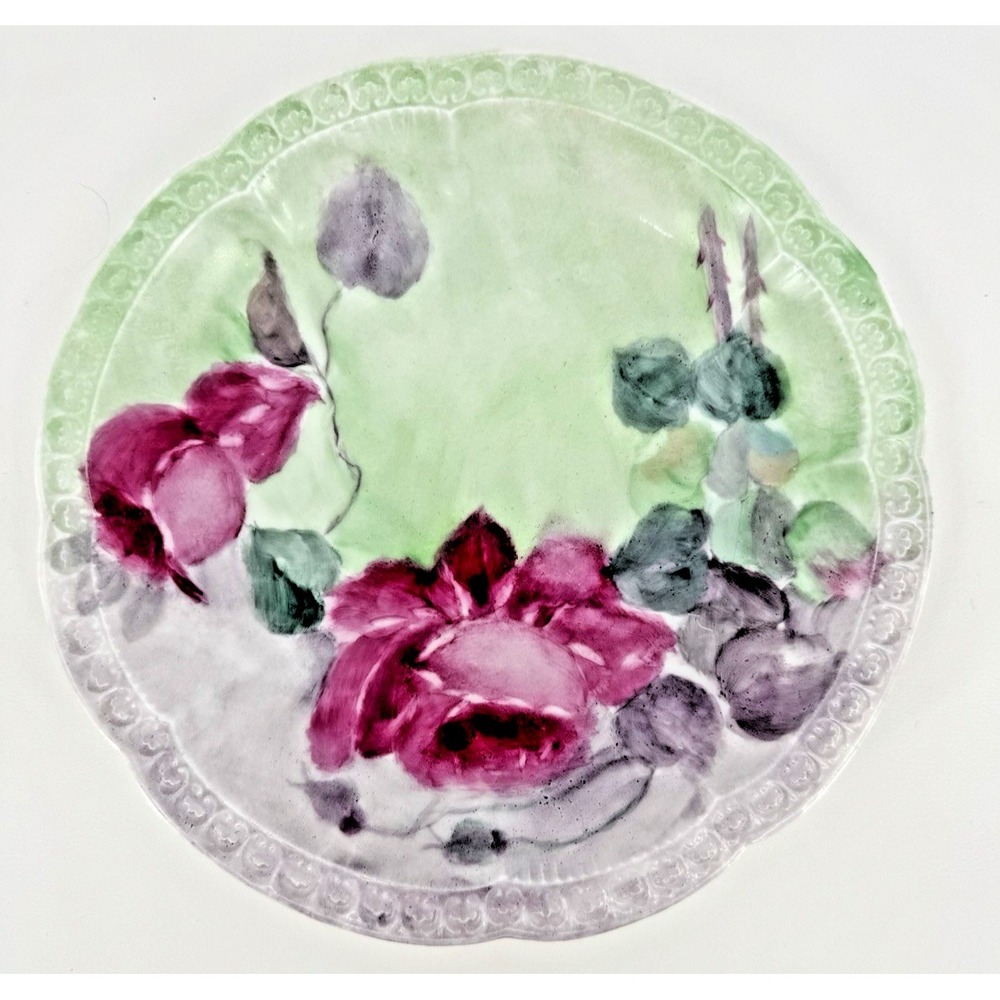 Vintage German Bavaria‎ Hand Painted Floral Porcelain Plate 8" Scalloped